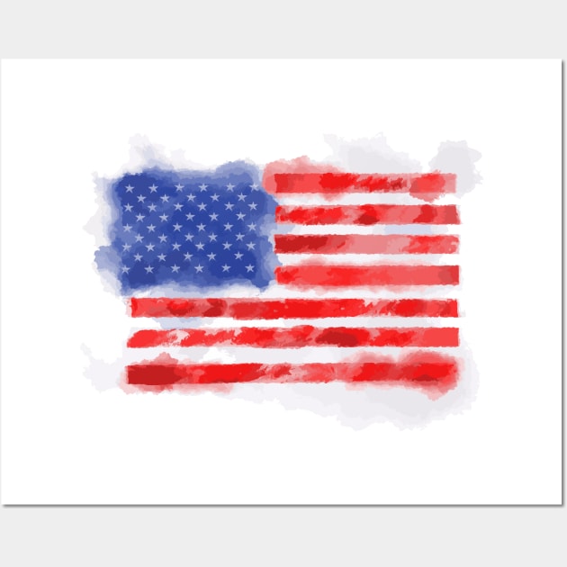 Watercolor American Flag for Veterans and Patriots Wall Art by parazitgoodz